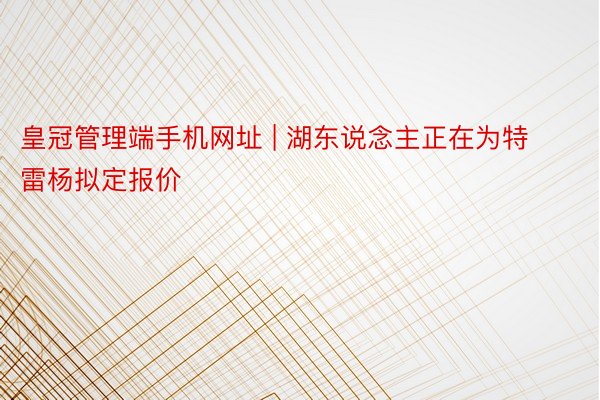 皇冠管理端手机网址 | 湖东说念主正在为特雷杨拟定报价