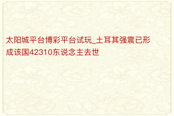 太阳城平台博彩平台试玩_土耳其强震已形成该国42310东说念主去世